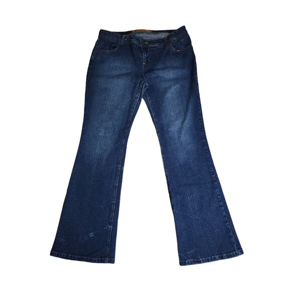 Apple Bottoms Denim - Apple Bottom Jeans Dark Wash AB Monogram Pocket Y2K Bootcut Juniors Plus 15/16